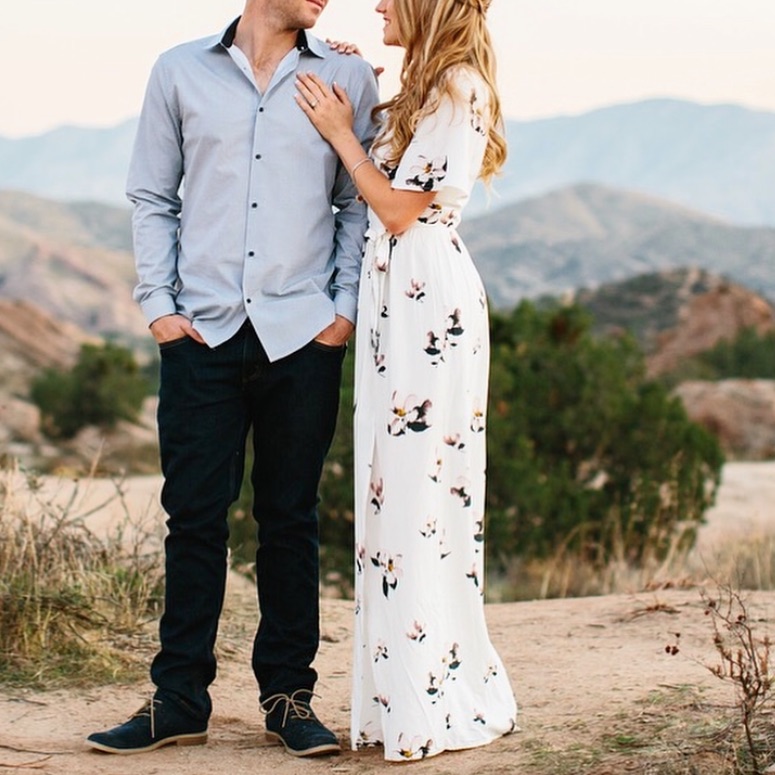 Tobi White Floral Wrap Maxi Dress